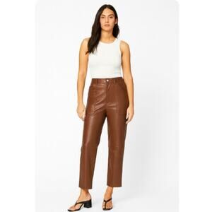 Wilfred Free SZ 4 Brown Faux Leather Utility Painter Style Pants